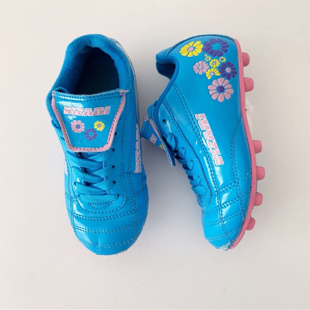 Vizari Girl's Blue Pink Floral Soccer Cleats ~ 9.5
